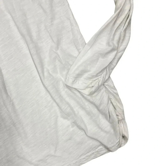 Mododoc White Long Sleeve Ruched Side Detail Tee L - Picture 2 of 3